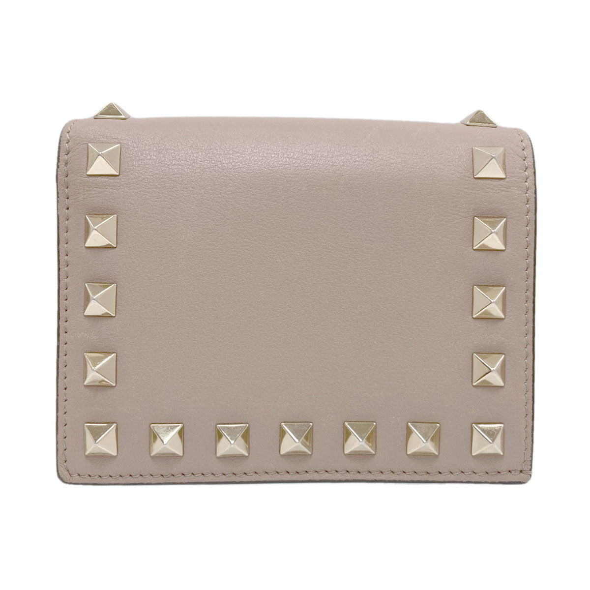 VALENTINO Rock studs Bifold Wallet with Coin Pocket Leather Ladies [Used]