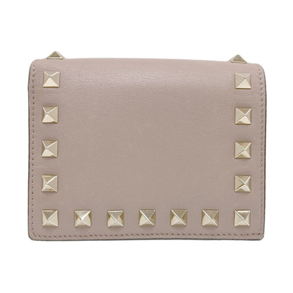 VALENTINO Rock studs Bifold Wallet with Coin Pocket Leather Ladies [Used]