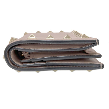 VALENTINO Rock studs Bifold Wallet with Coin Pocket Leather Ladies [Used]