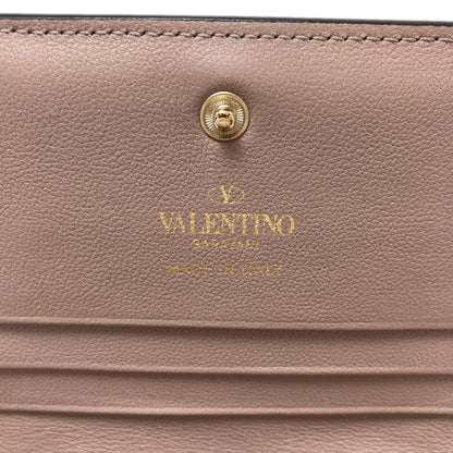 VALENTINO Rock studs Bifold Wallet with Coin Pocket Leather Ladies [Used]