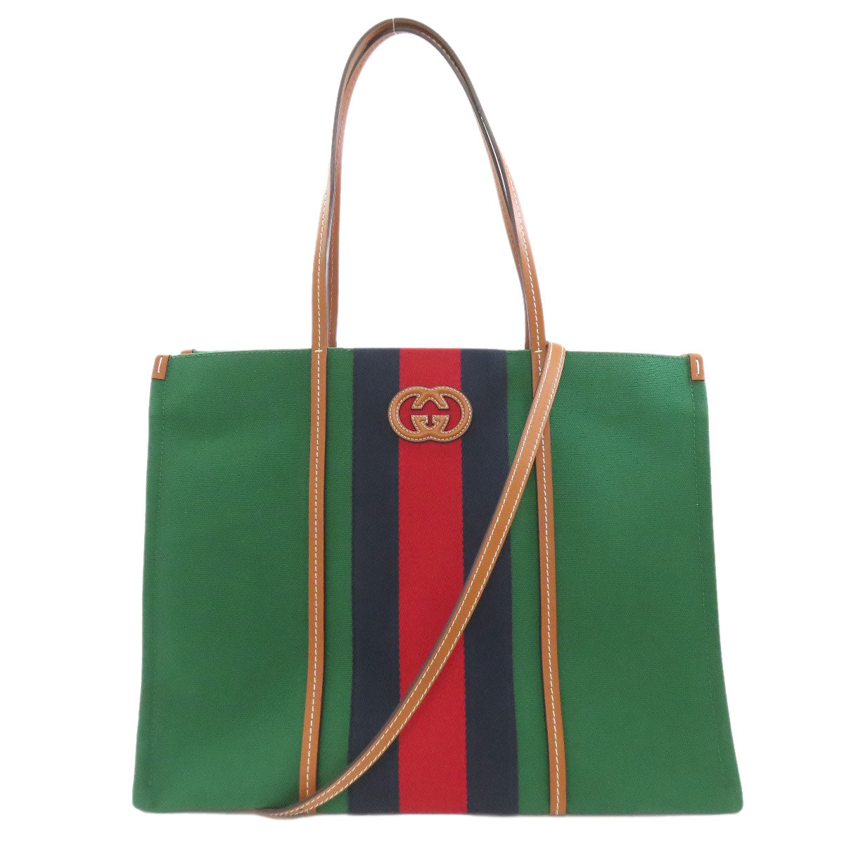 GUCCI 727701 Interlocking G 2WAY Tote Bag Canvas LeatherLadies [Used]