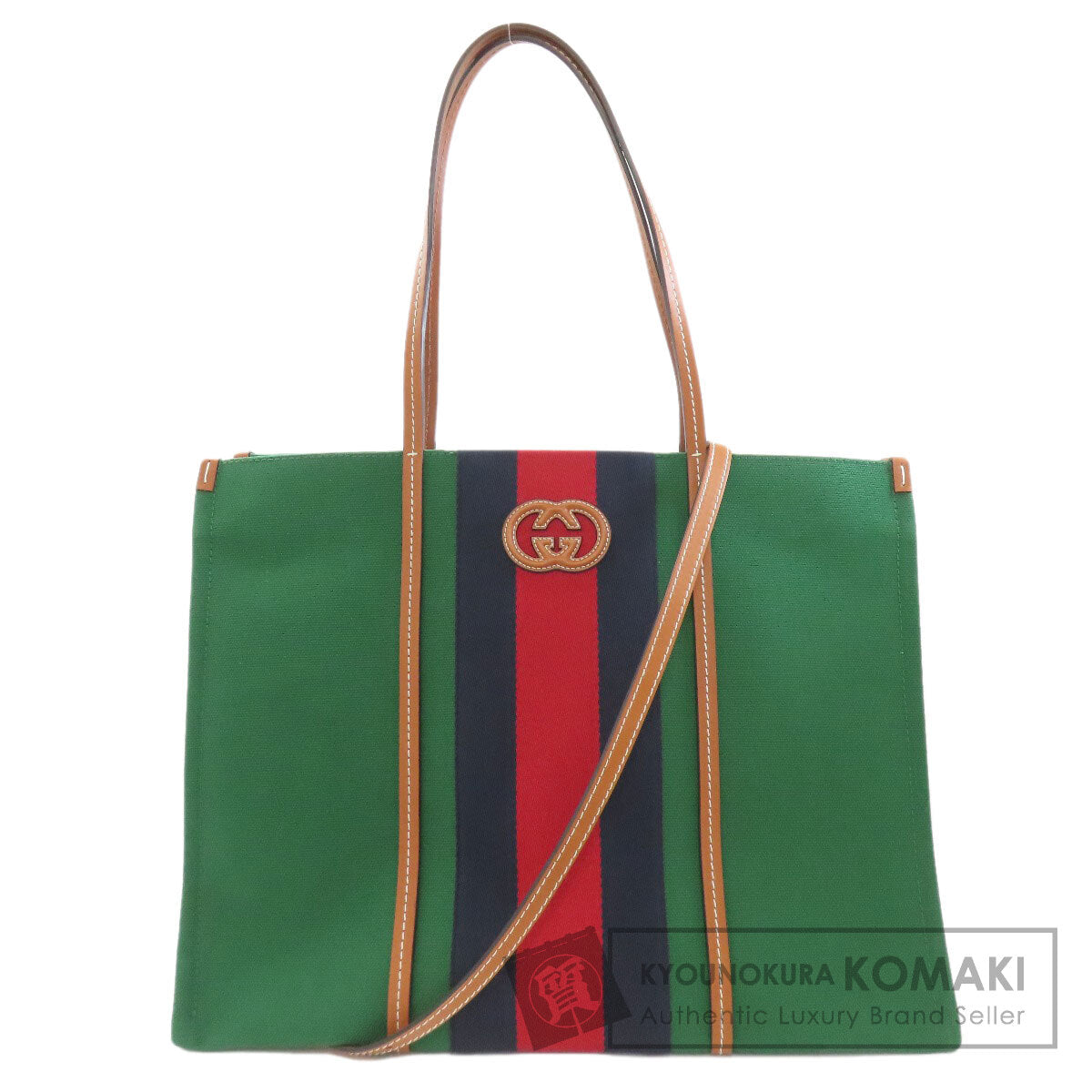 GUCCI 727701 Interlocking G 2WAY Tote Bag Canvas LeatherLadies [Used]