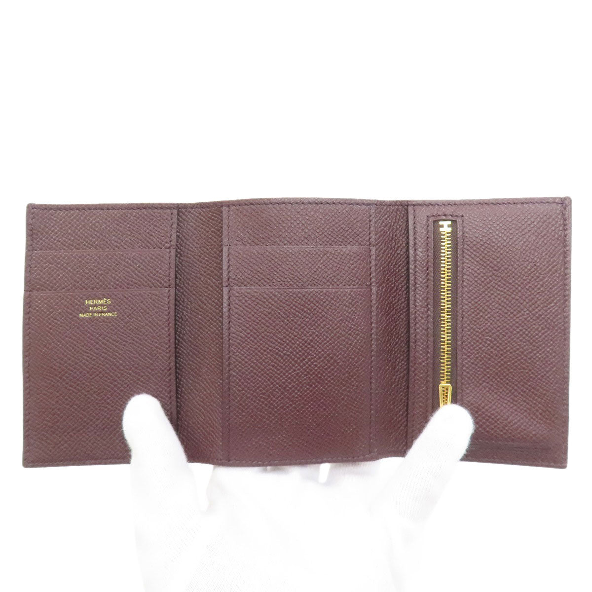 HERMES Bearn Combination Gold Hardware Bifold Wallet with Coin Pocket Epsom Ladies [Used]