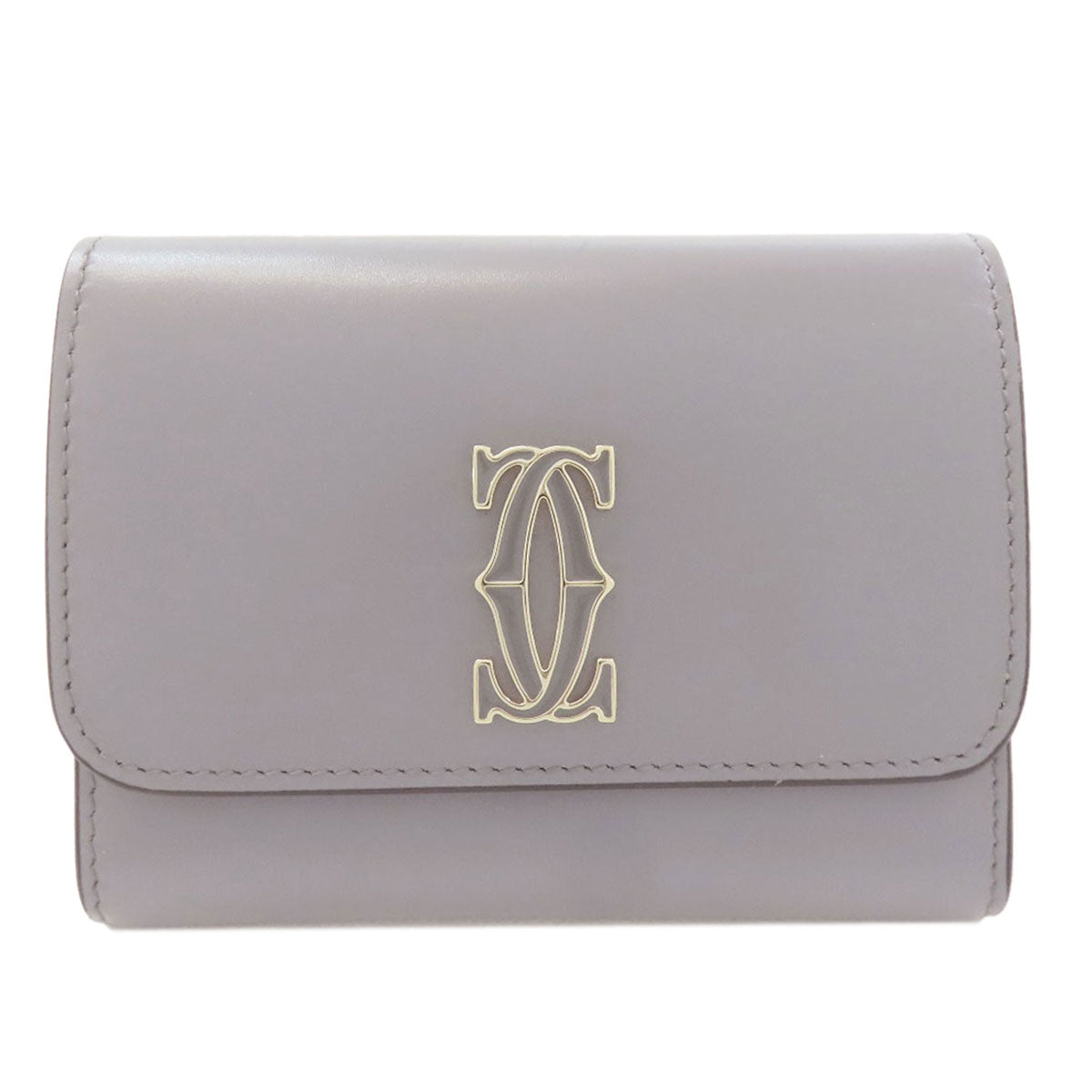 CARTIER Double C de Cartier Compact Wallet Bifold Wallet with Coin Pocket Leather Ladies [Used]