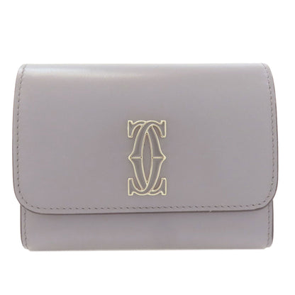 CARTIER Double C de Cartier Compact Wallet Bifold Wallet with Coin Pocket Leather Ladies [Used]