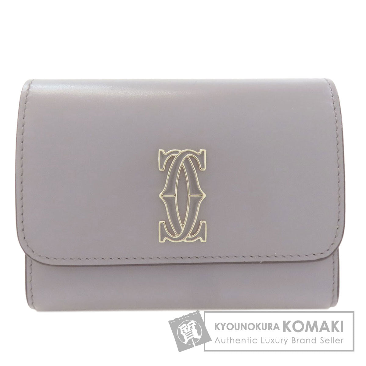 CARTIER Double C de Cartier Compact Wallet Bifold Wallet with Coin Pocket Leather Ladies [Used]