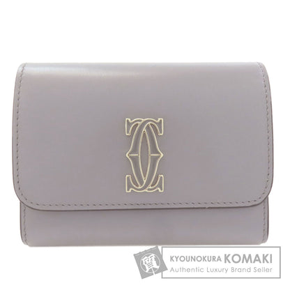CARTIER Double C de Cartier Compact Wallet Bifold Wallet with Coin Pocket Leather Ladies [Used]