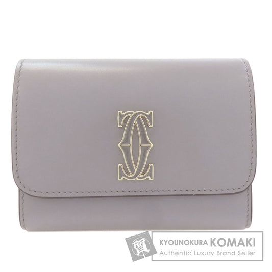 CARTIER Double C de Cartier Compact Wallet Bifold Wallet with Coin Pocket Leather Ladies [Used]
