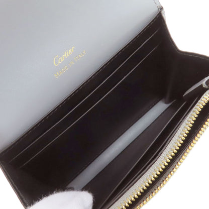 CARTIER Double C de Cartier Compact Wallet Bifold Wallet with Coin Pocket Leather Ladies [Used]