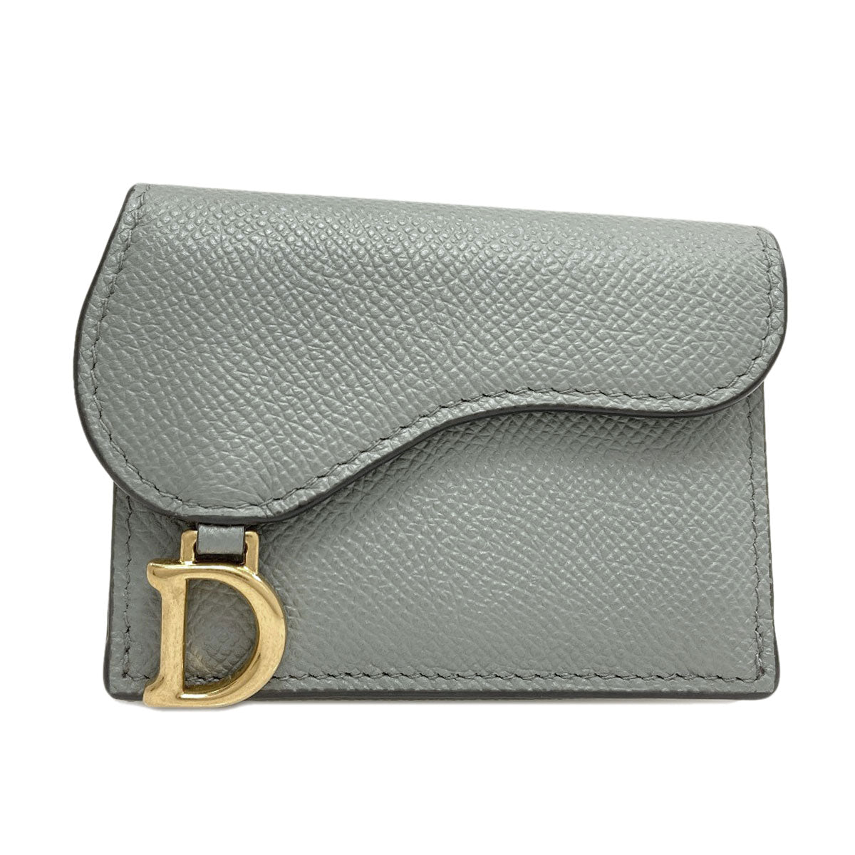 CHRISTIAN DIOR Saddle Lotus Bifold Wallet with Coin Pocket Leather Ladies [Used]