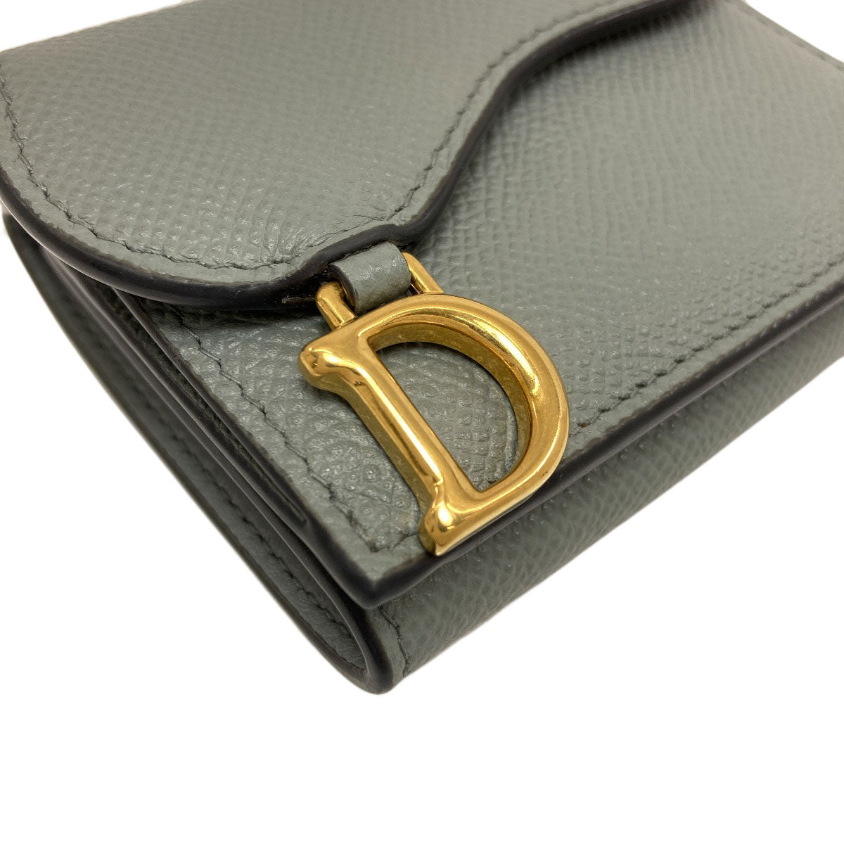 CHRISTIAN DIOR Saddle Lotus Bifold Wallet with Coin Pocket Leather Ladies [Used]