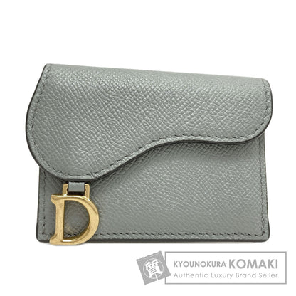 CHRISTIAN DIOR Saddle Lotus Bifold Wallet with Coin Pocket Leather Ladies [Used]