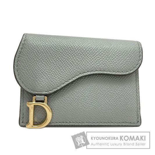 CHRISTIAN DIOR Saddle Lotus Bifold Wallet with Coin Pocket Leather Ladies [Used]