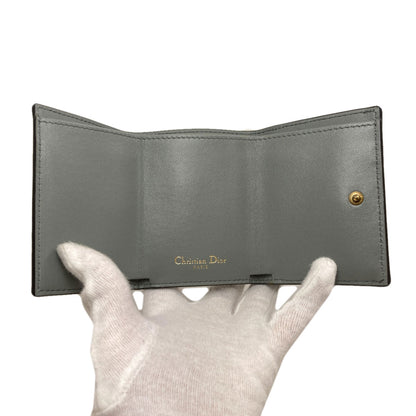 CHRISTIAN DIOR Saddle Lotus Bifold Wallet with Coin Pocket Leather Ladies [Used]
