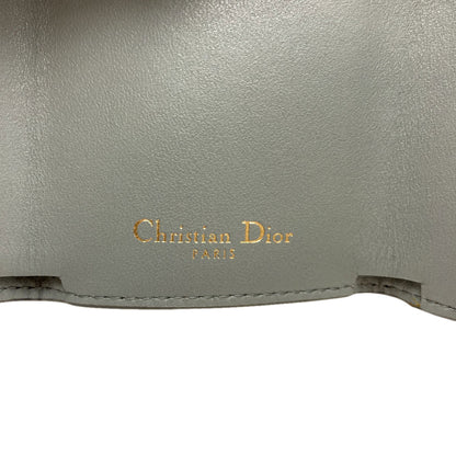 CHRISTIAN DIOR Saddle Lotus Bifold Wallet with Coin Pocket Leather Ladies [Used]