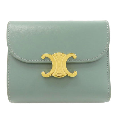 CELINE Triomphe Flap Tri-fold Bifold Wallet with Coin Pocket Leather Ladies [Used]
