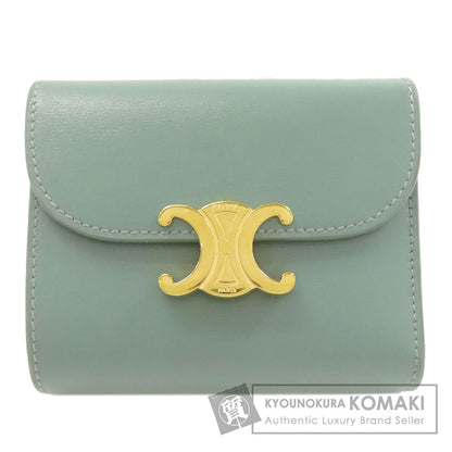 CELINE Triomphe Flap Tri-fold Bifold Wallet with Coin Pocket Leather Ladies [Used]