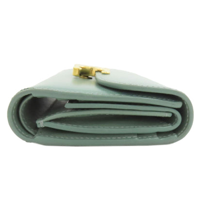 CELINE Triomphe Flap Tri-fold Bifold Wallet with Coin Pocket Leather Ladies [Used]
