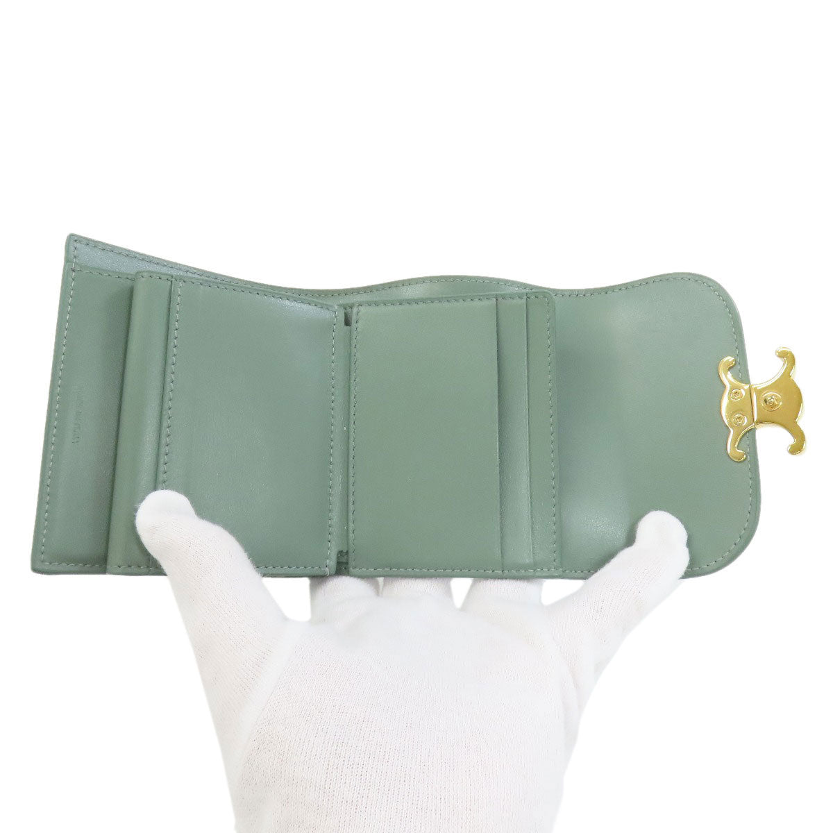 CELINE Triomphe Flap Tri-fold Bifold Wallet with Coin Pocket Leather Ladies [Used]