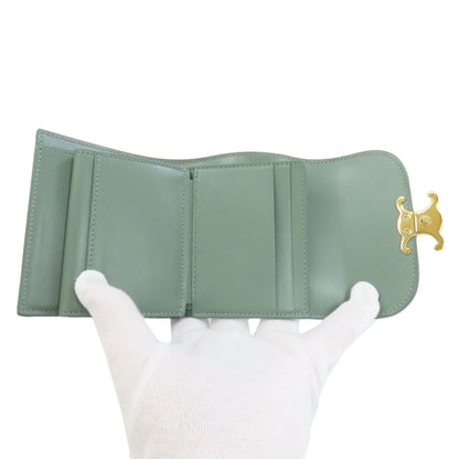 CELINE Triomphe Flap Tri-fold Bifold Wallet with Coin Pocket Leather Ladies [Used]