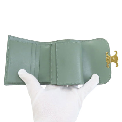 CELINE Triomphe Flap Tri-fold Bifold Wallet with Coin Pocket Leather Ladies [Used]
