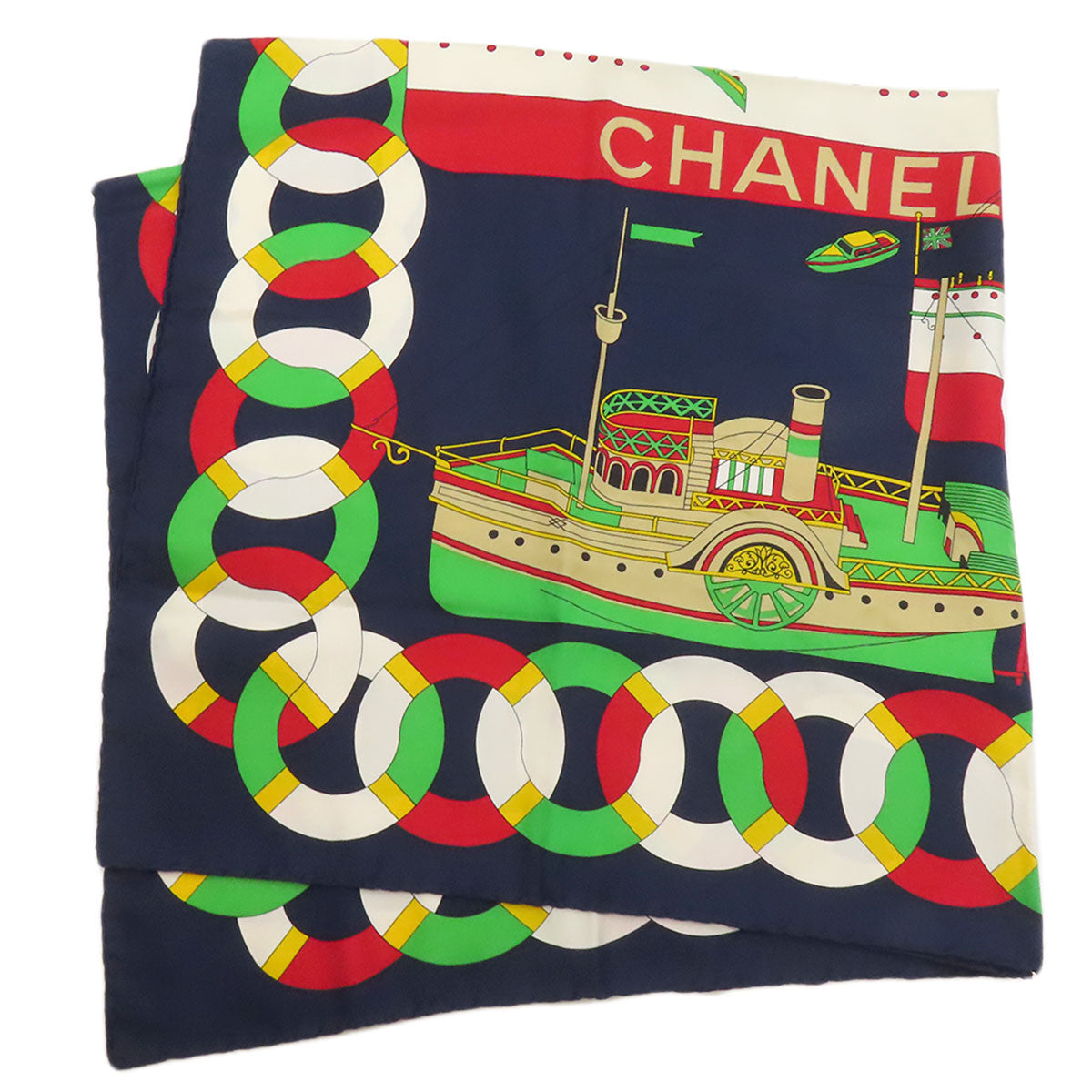 CHANEL Boat motif Scarf Silk Ladies [Used]