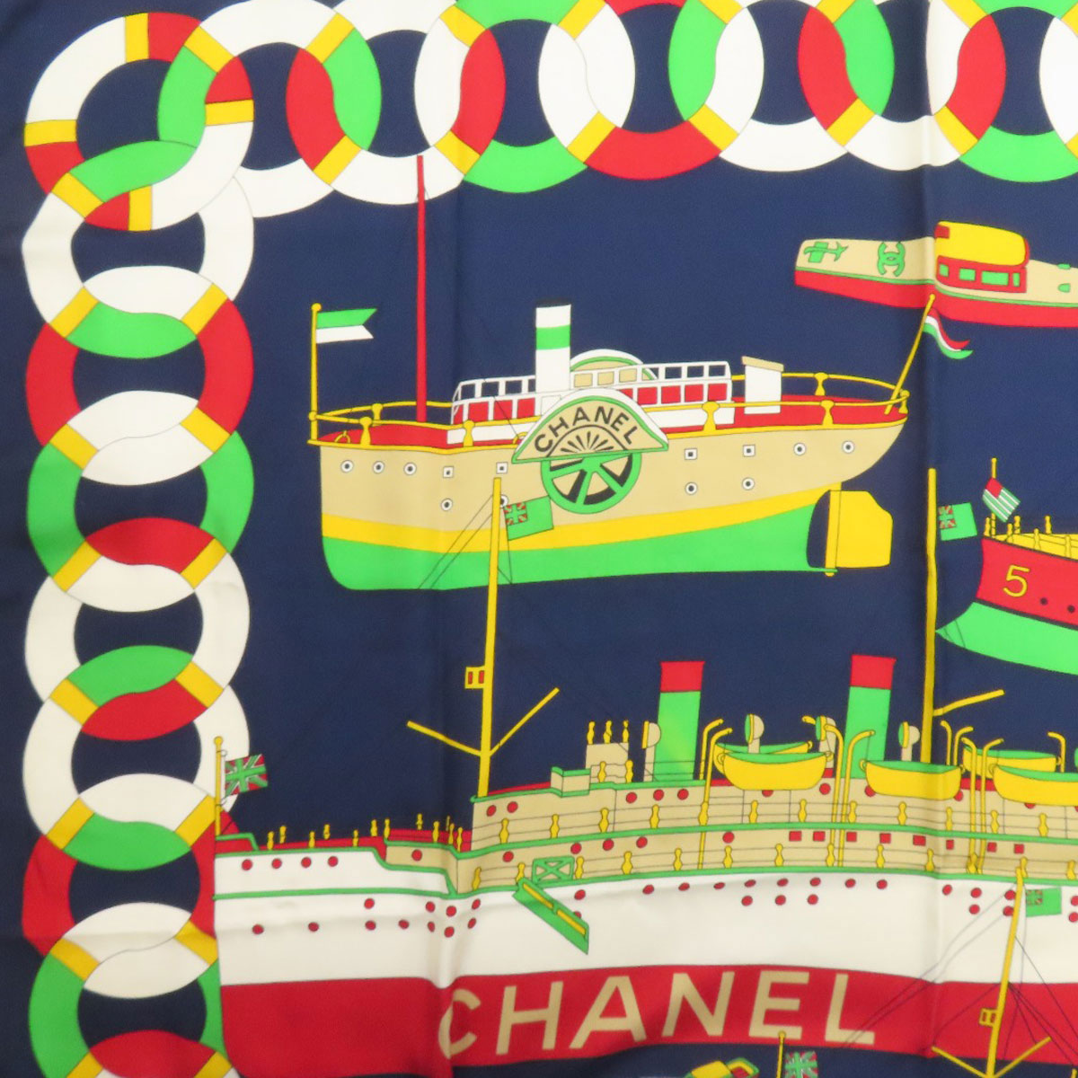 CHANEL Boat motif Scarf Silk Ladies [Used]