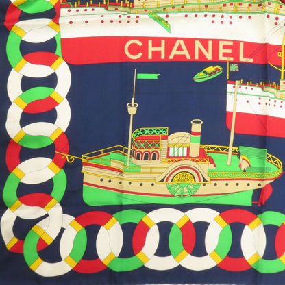 CHANEL Boat motif Scarf Silk Ladies [Used]