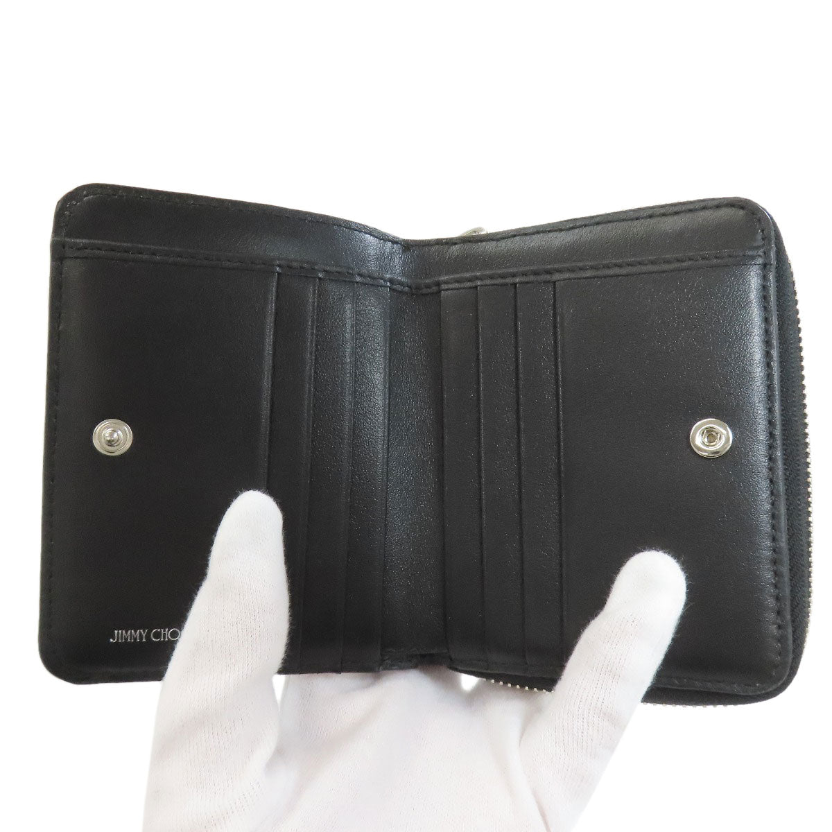 Jimmy Choo Star motif Bifold Wallet with Coin Pocket Leather Ladies [Used]