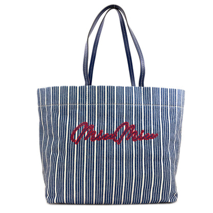 MIUMIU Stripe Tote Bag Denim Ladies [Used]