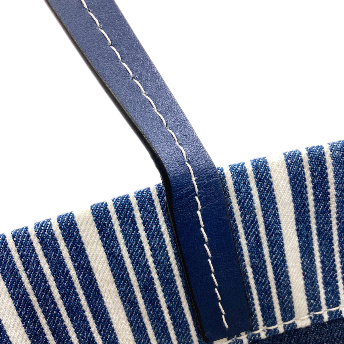 MIUMIU Stripe Tote Bag Denim Ladies [Used]