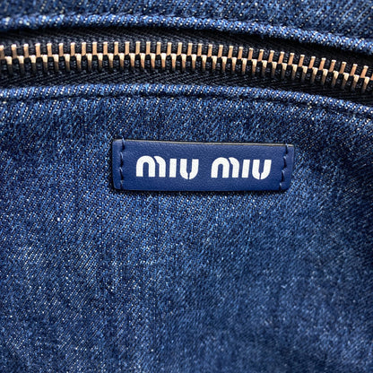 MIUMIU Stripe Tote Bag Denim Ladies [Used]
