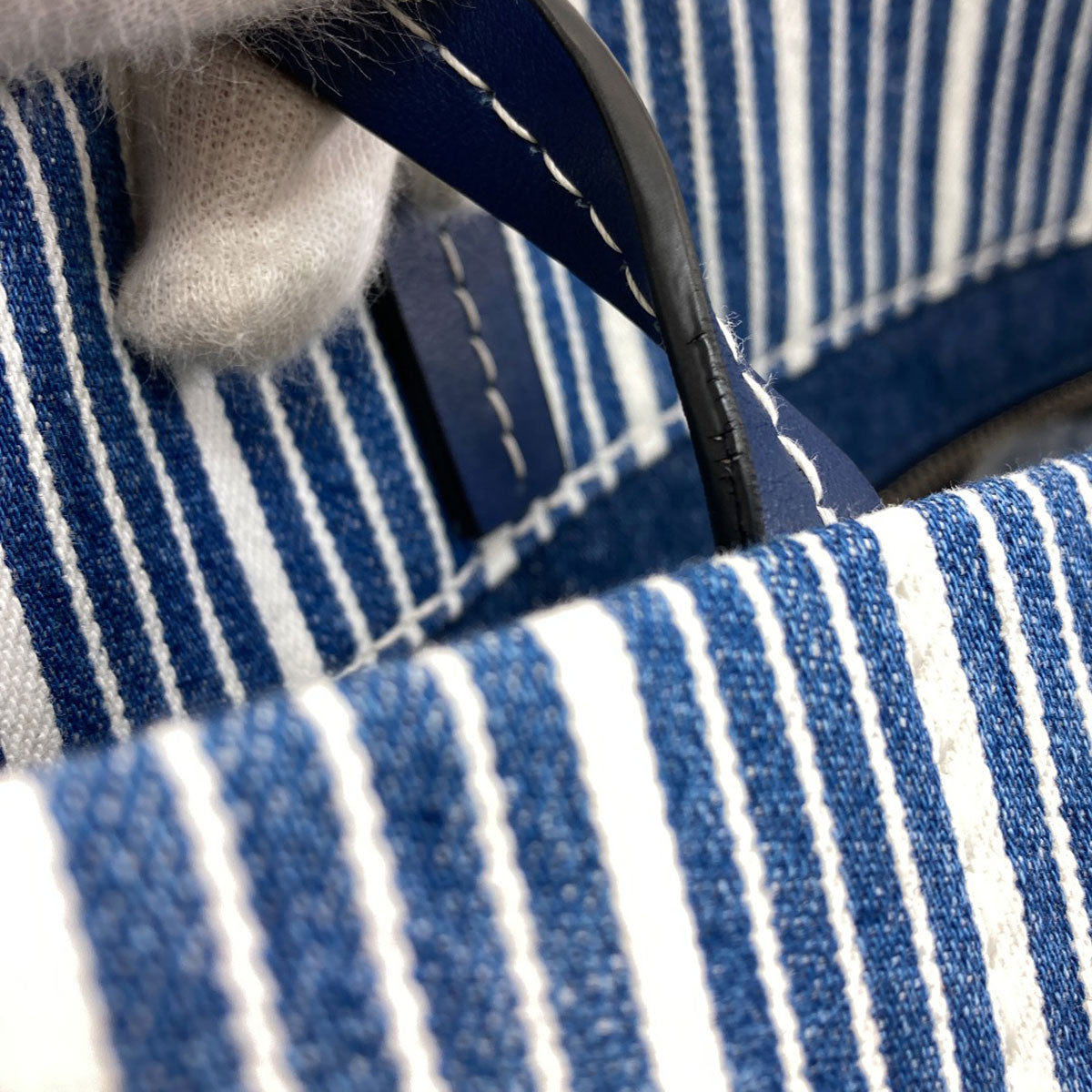 MIUMIU Stripe Tote Bag Denim Ladies [Used]