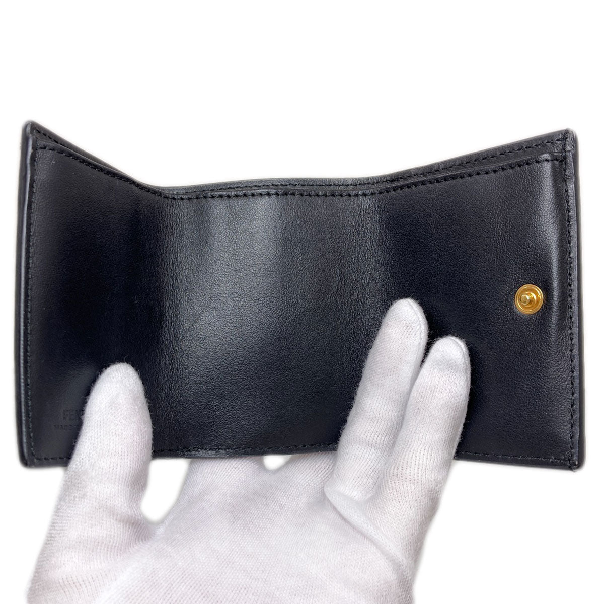 FENDI F is Fendi Micro Trifold Wallet Bifold Wallet with Coin Pocket Calf Ladies [Used]