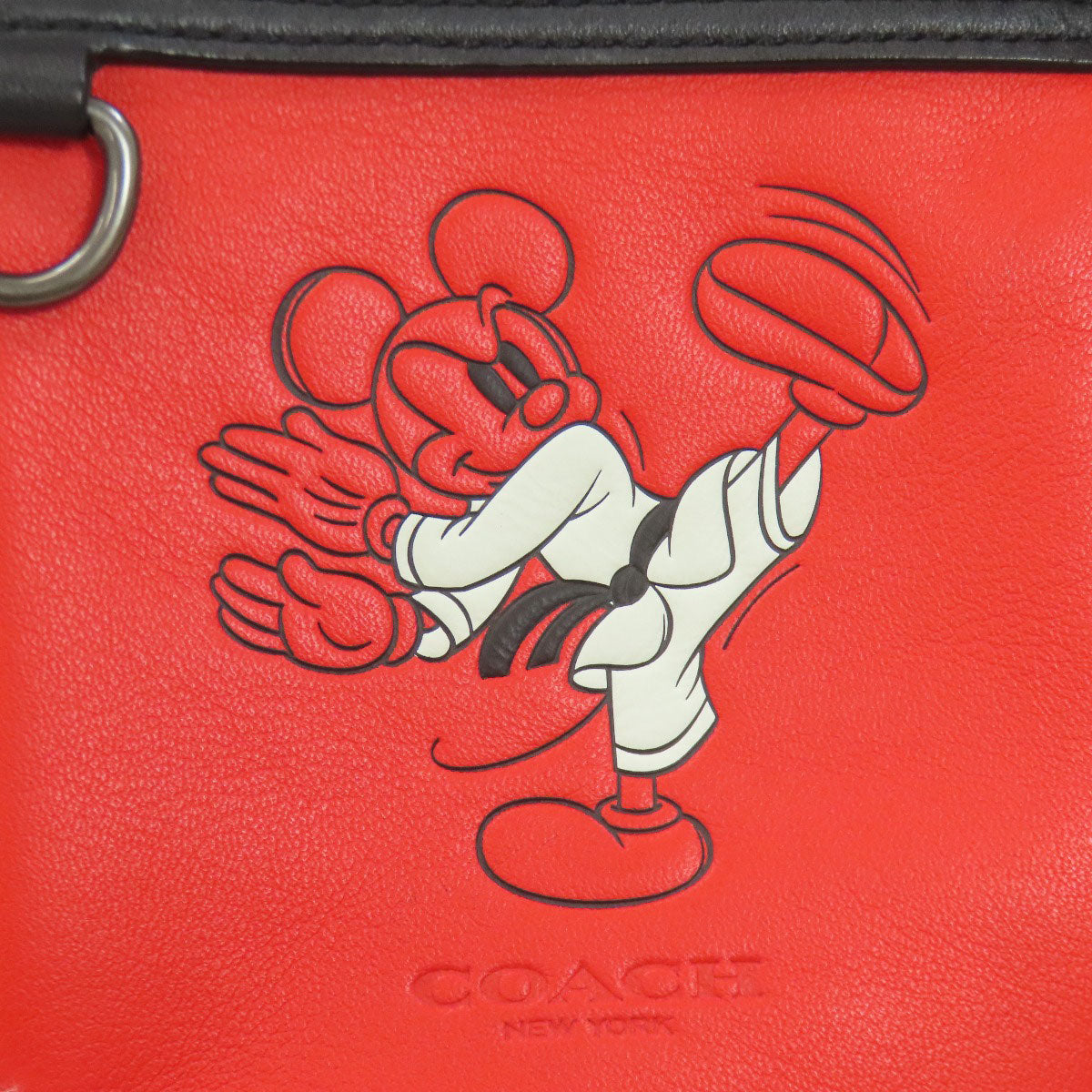 COACH C2021 Mickey Collaboration Signature Shoulder Bag Leather Ladies [Used]