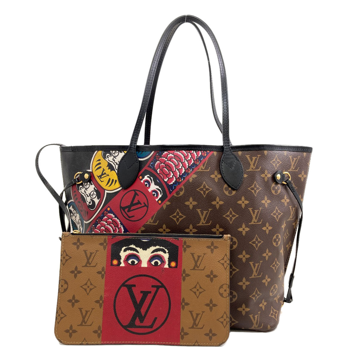 LOUIS VUITTON M43499 Neverfull MM Kansai Yamamoto Collaboration Daruma Kabuki Tote Bag Monogram canvas Ladies [Used]