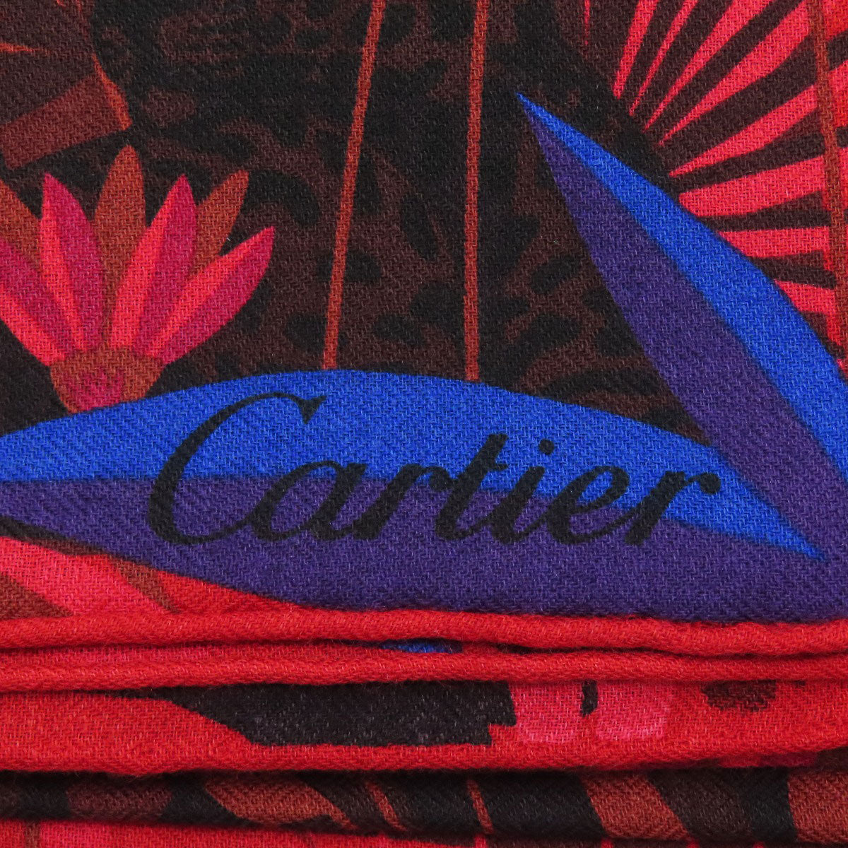 CARTIER Animal motif Scarf Cashmere Ladies [Used]