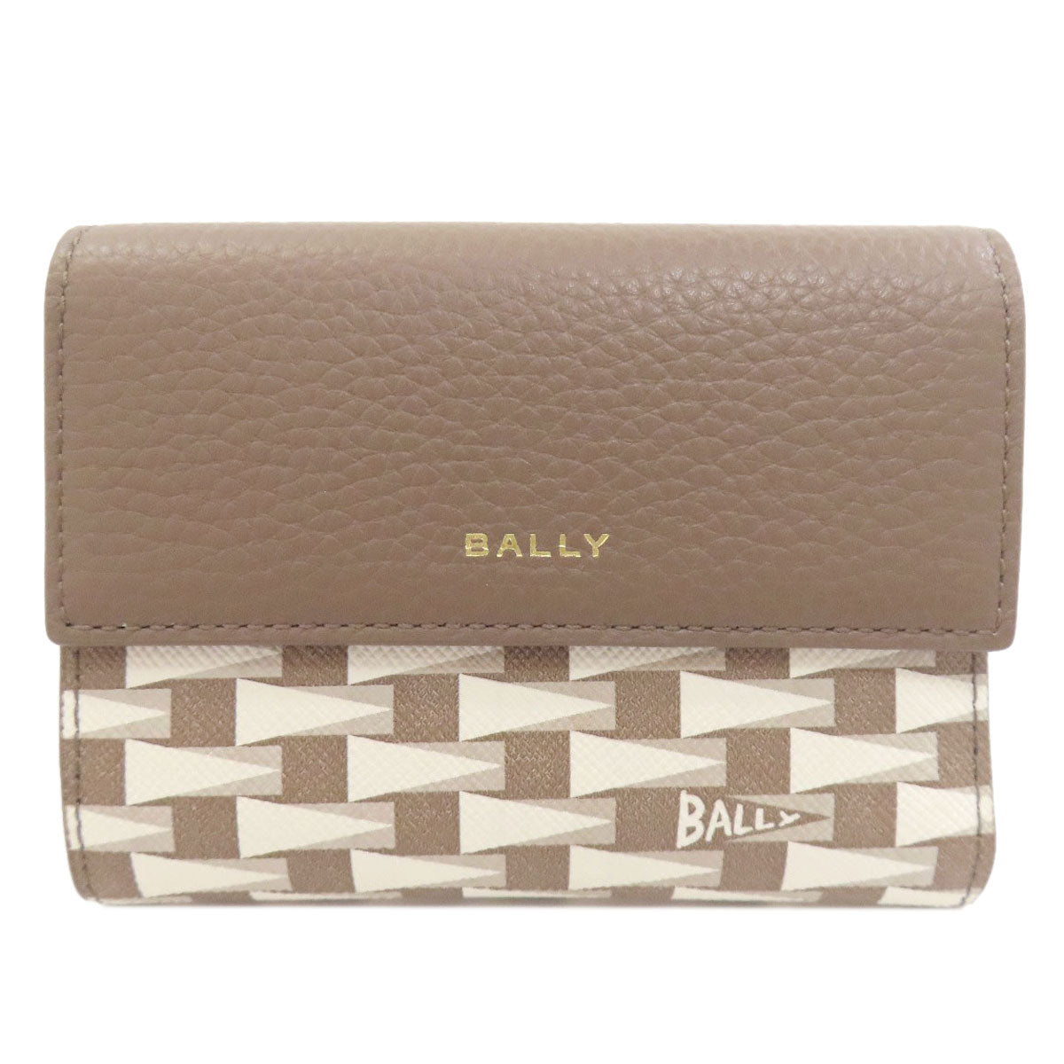BALLY logo Bifold Wallet with Coin Pocket Leather Ladies [Used]