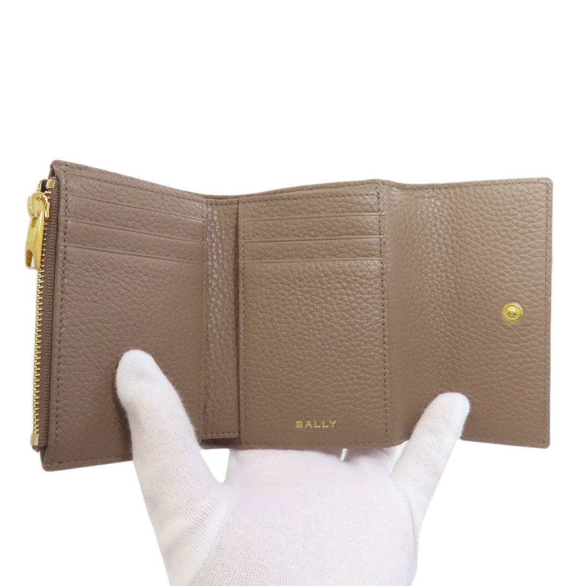 BALLY logo Bifold Wallet with Coin Pocket Leather Ladies [Used]