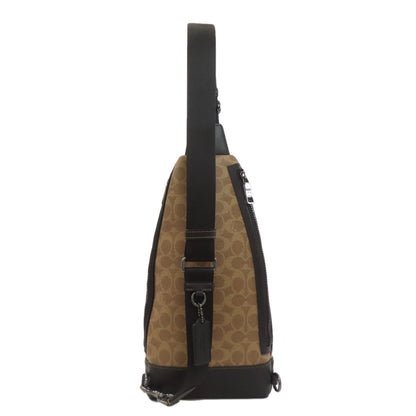 COACH CY801 Dominic Sling Pack Signature body bag PVC LeatherLadies [Used]