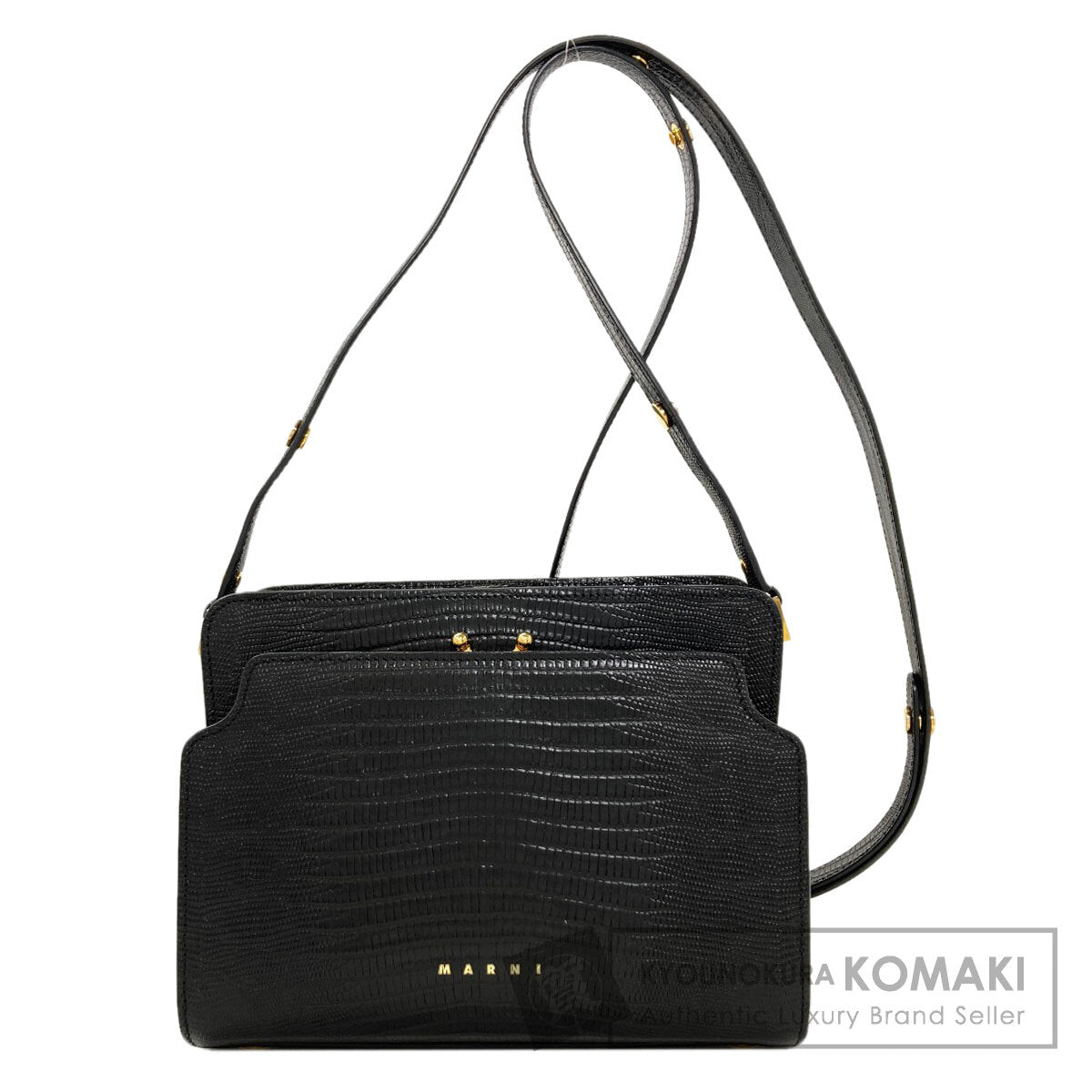 MARNI Trunk Reverse Embossed Shoulder Bag Leather Ladies [Used]