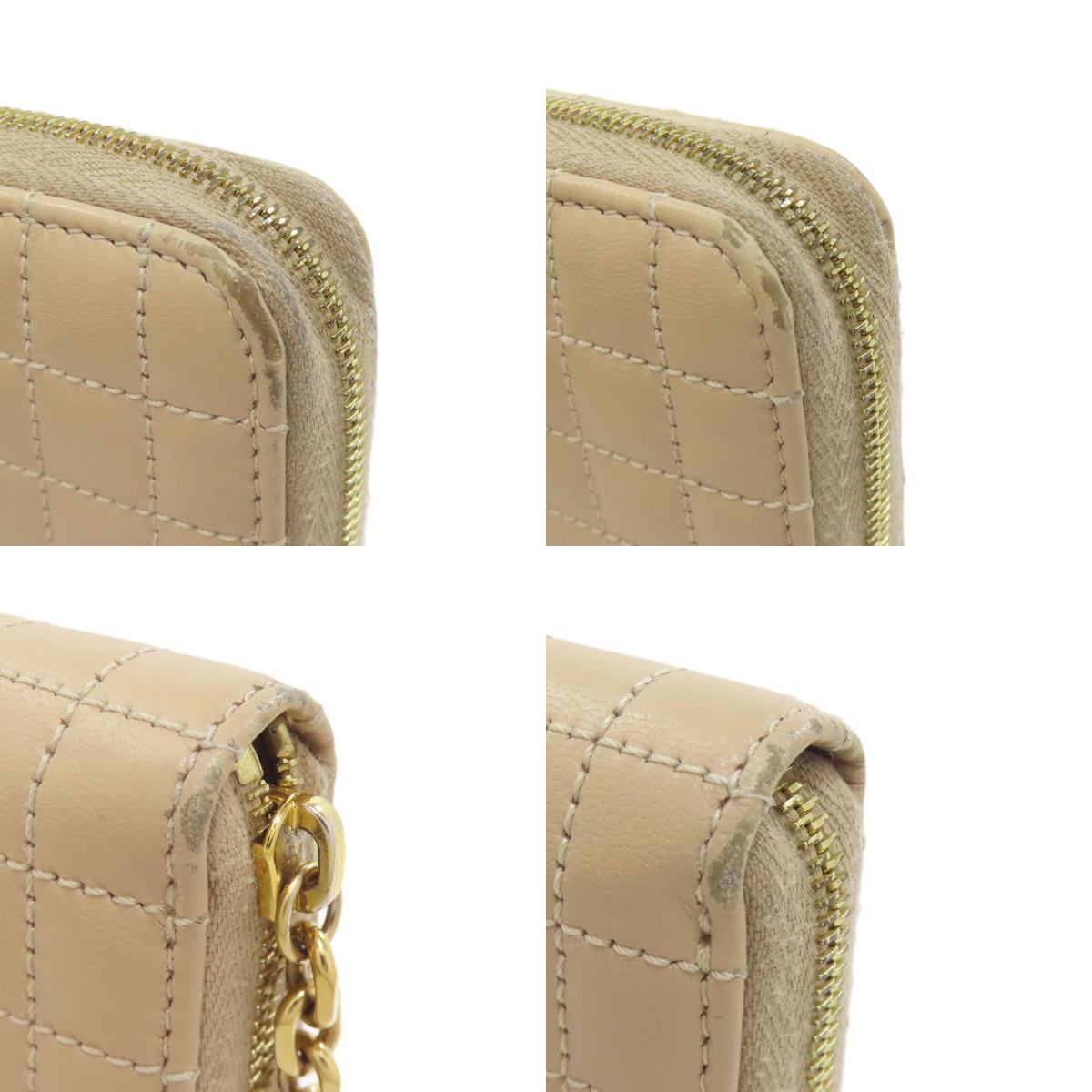 CELINE Zip Around Quilting Long wallet (with coin pocket) Leather Ladies [Used]