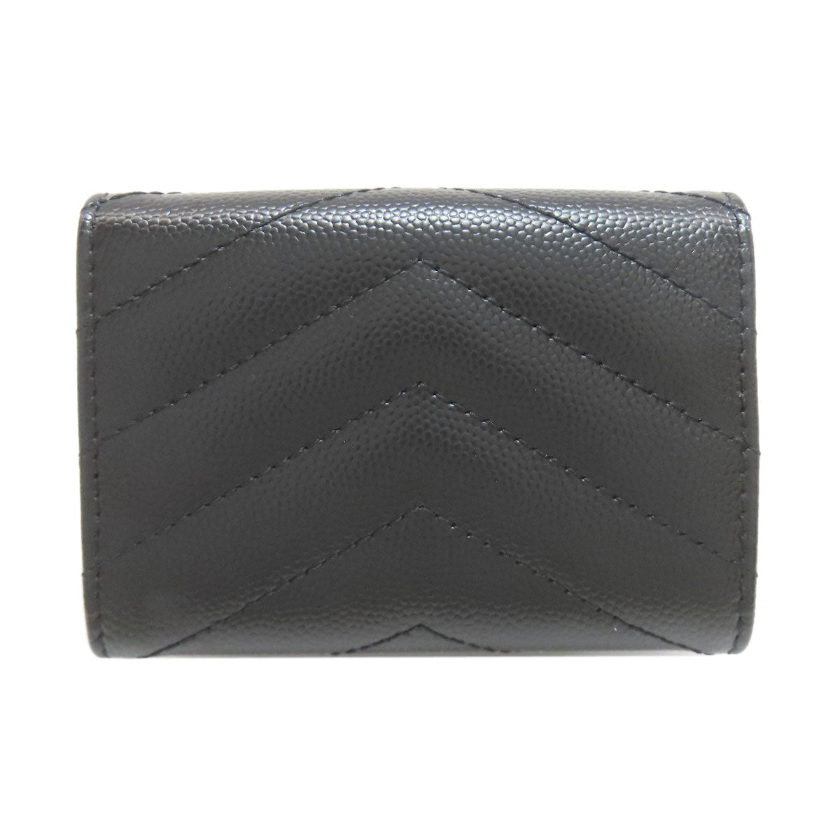 YVES SAINT LAURENT V stitch Cassandra Tri-fold wallet (with Coin Pocket) Calf Ladies [Used]