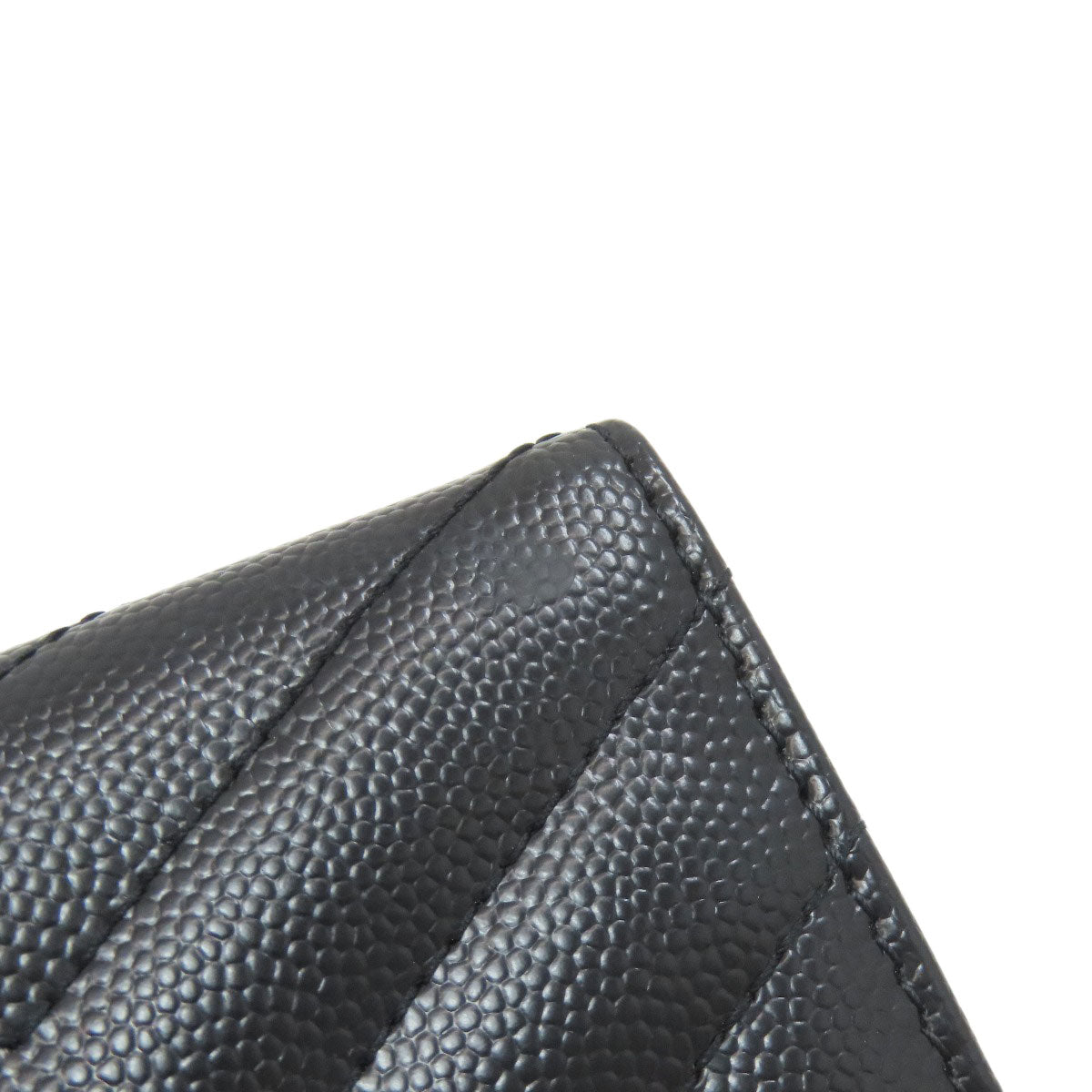 YVES SAINT LAURENT V stitch Cassandra Tri-fold wallet (with Coin Pocket) Calf Ladies [Used]