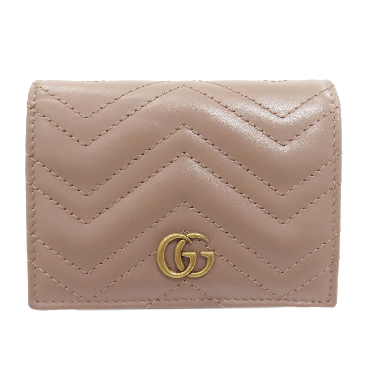 GUCCI 466492 GG Marmont Double G Bifold Wallet with Coin Pocket Leather Ladies [Used]