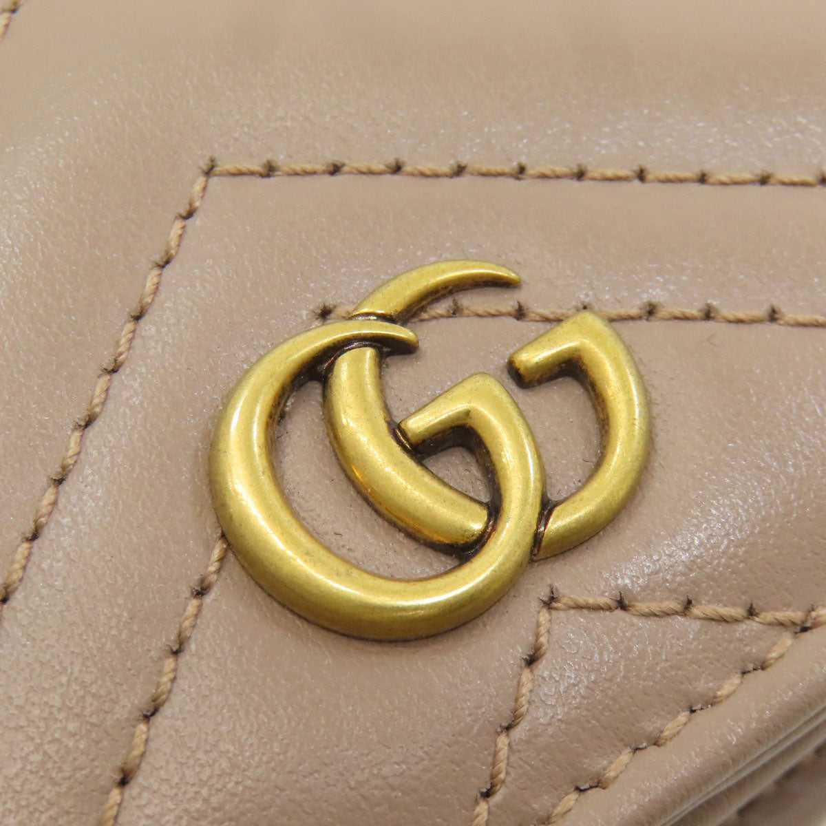 GUCCI 466492 GG Marmont Double G Bifold Wallet with Coin Pocket Leather Ladies [Used]