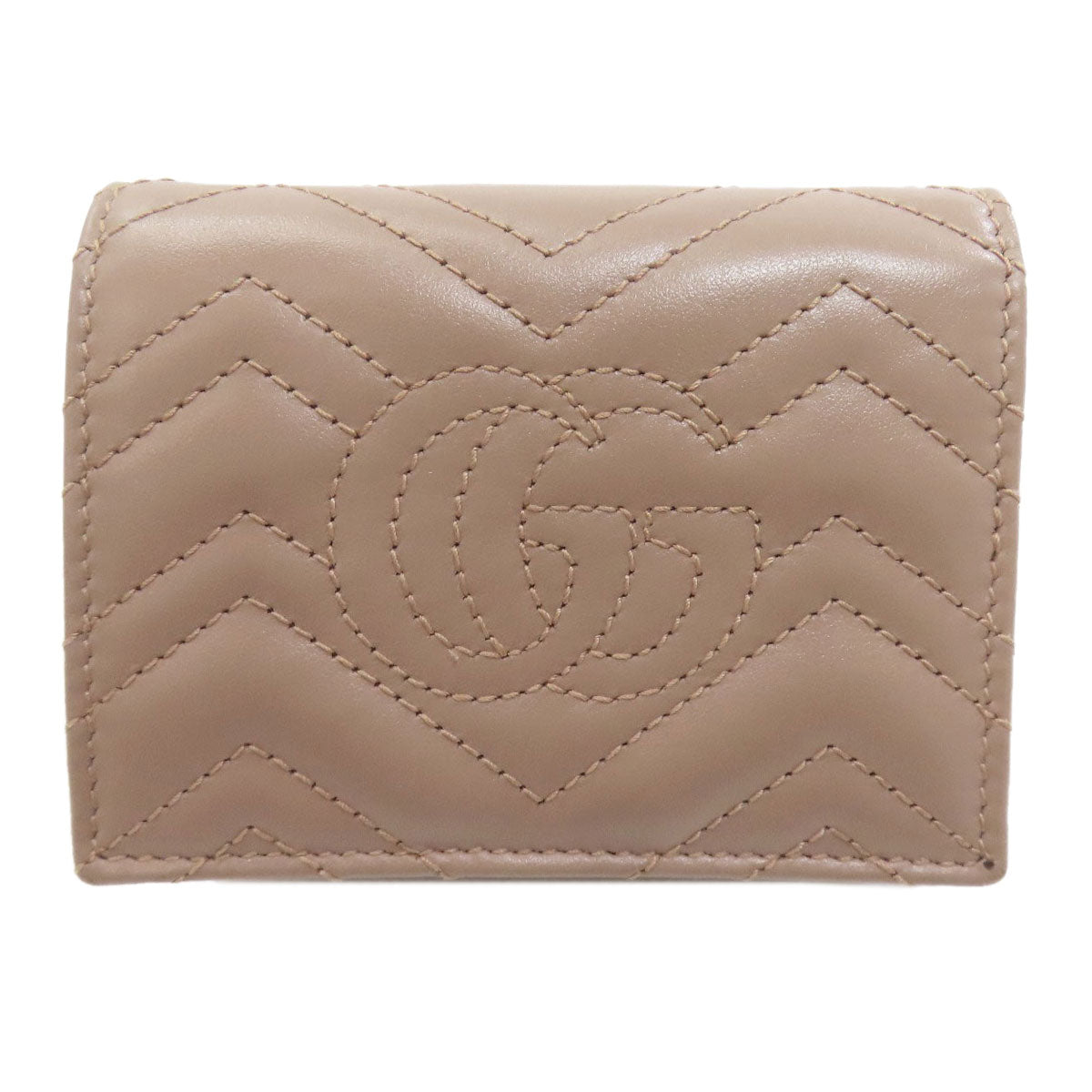 GUCCI 466492 GG Marmont Double G Bifold Wallet with Coin Pocket Leather Ladies [Used]