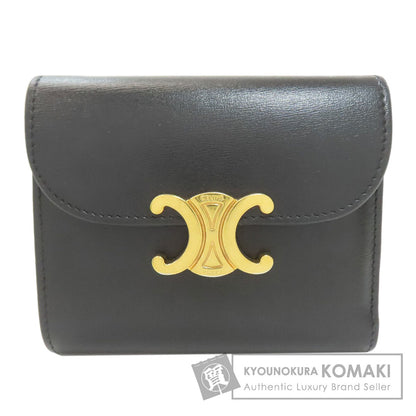 CELINE Small flap wallet Triomphe Bifold Wallet with Coin Pocket Leather Ladies [Used]