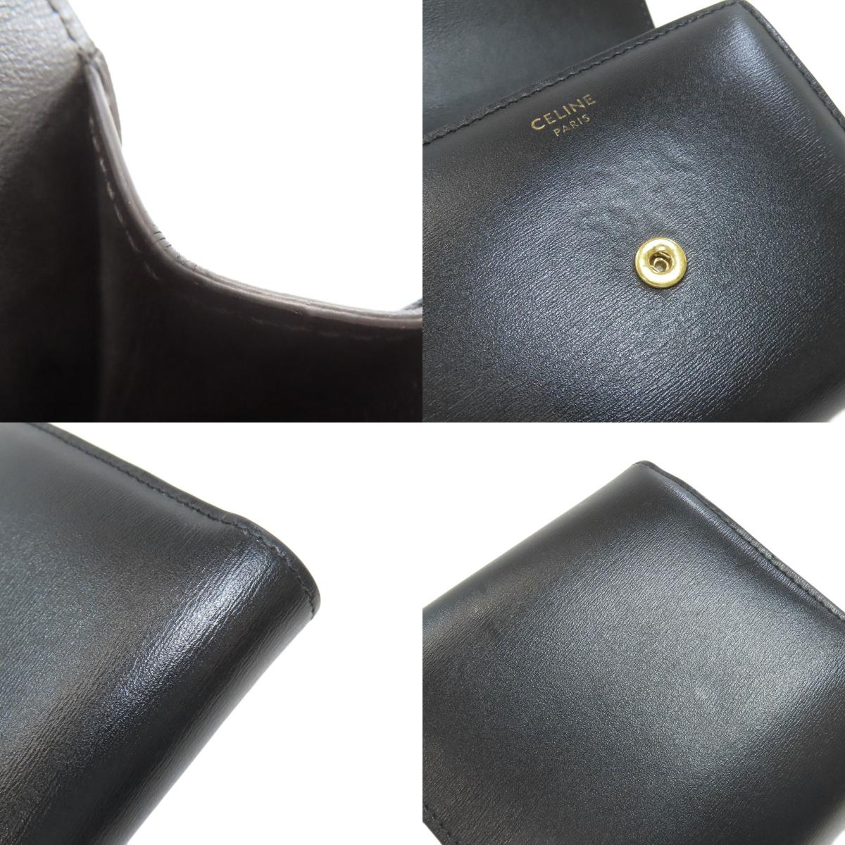 CELINE Small flap wallet Triomphe Bifold Wallet with Coin Pocket Leather Ladies [Used]