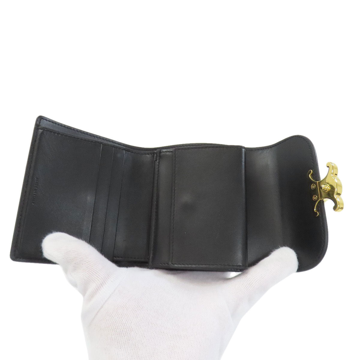 CELINE Small flap wallet Triomphe Bifold Wallet with Coin Pocket Leather Ladies [Used]